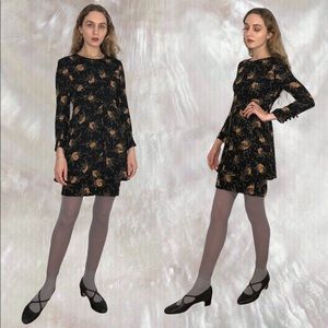 Vintage 90s Liz Claiborne Black Floral Dress